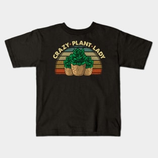 Cute & Funny Crazy Plant Lady Planting Gardening Kids T-Shirt